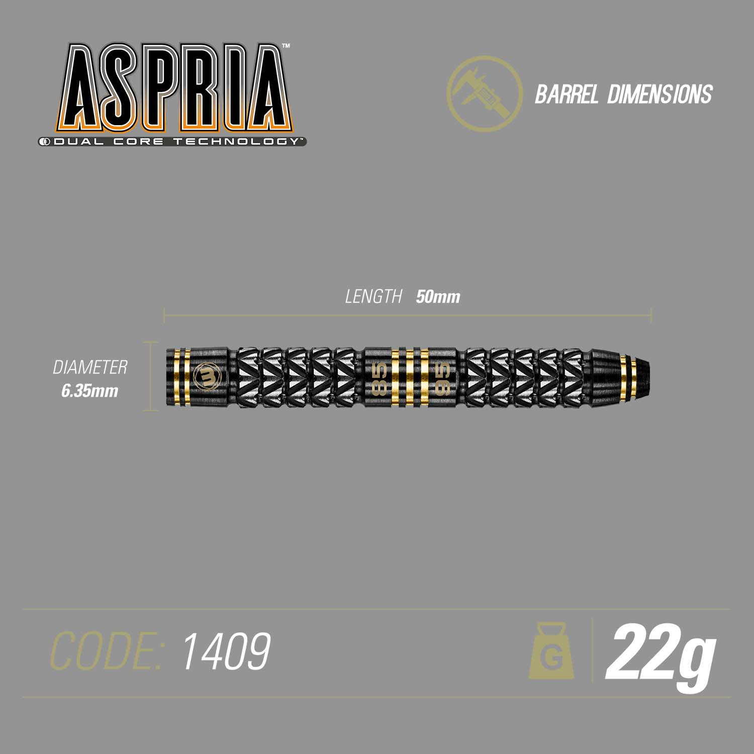 Winmau Aspria steeltip dartpijlen | 95%/85% Tungsten Dual Core | Parallel