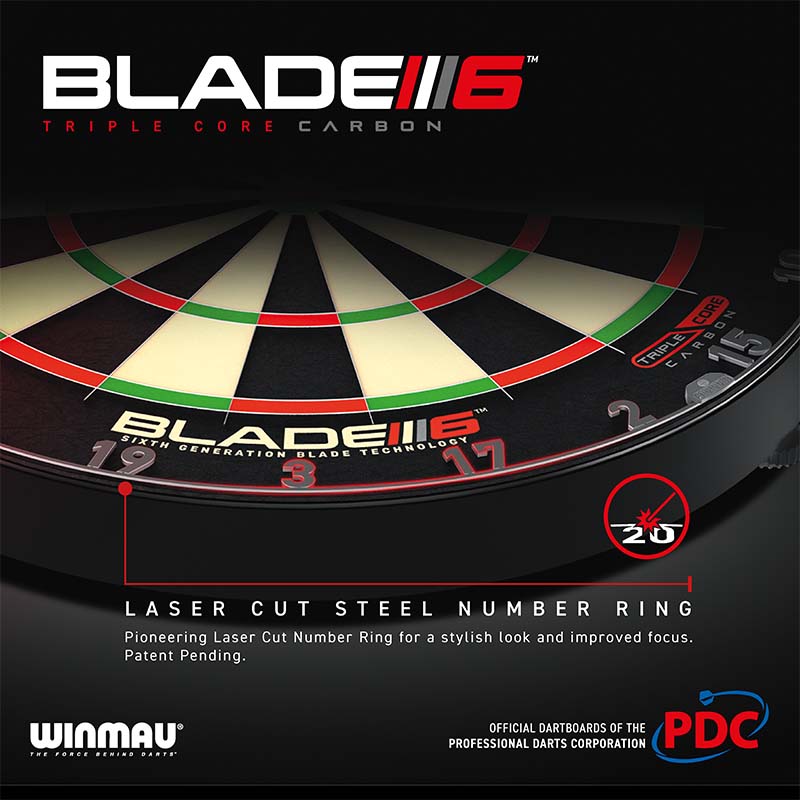 Rondsel Wanten voorzien Winmau Blade 6 Triple Core PDC dartbord | Pro Darts