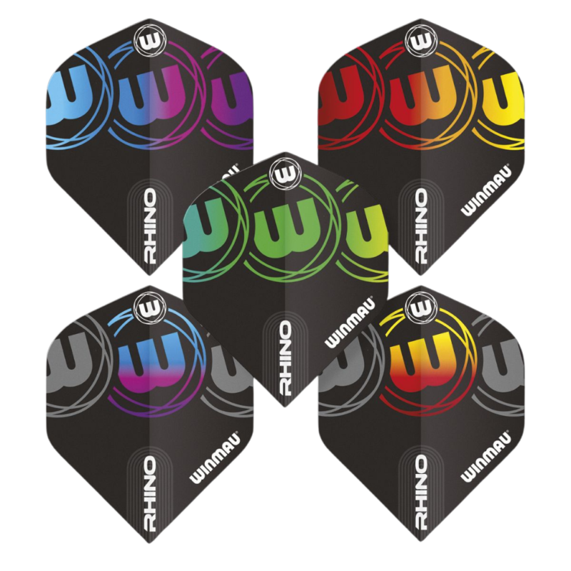 Winmau 5 sets van 3 flights | Rhino Flight Multipack | 5 Verschillende kleuren - Afbeelding 2