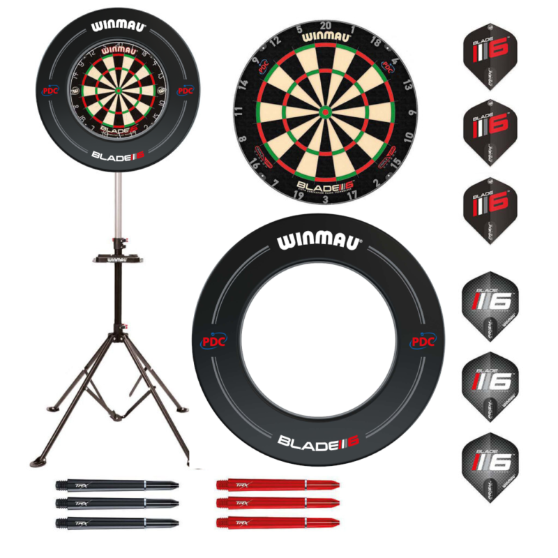 Staander COMBO deal | Staander + Winmau Blade 6 Triple Core bord + surround + flights + shafts