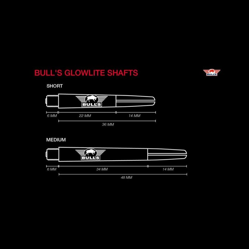 Bull's Glowlite shafts afmetingen