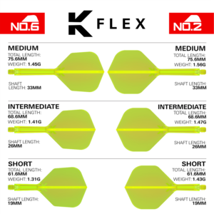 Target set van 3 flights | K-Flex Shape NO6 | Neon Yellow