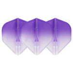 L-Style set van 3 flights | Two-Tone L3 Pro | Paars & Clear Deze flights maken gebruik van een ‘Champagne ring‘ om Robin Hoods te voorkomen (wanneer je een pijl bovenop een andere pijl gooit waardoor je shaft stuk gaat). Ook zit de flight veel steviger op je shaft en zullen ze er (bijna) nooit af vliegen. Deze flights werken het best met L-Style shafts Bekijk hier alle L-Style Champagne Flights
