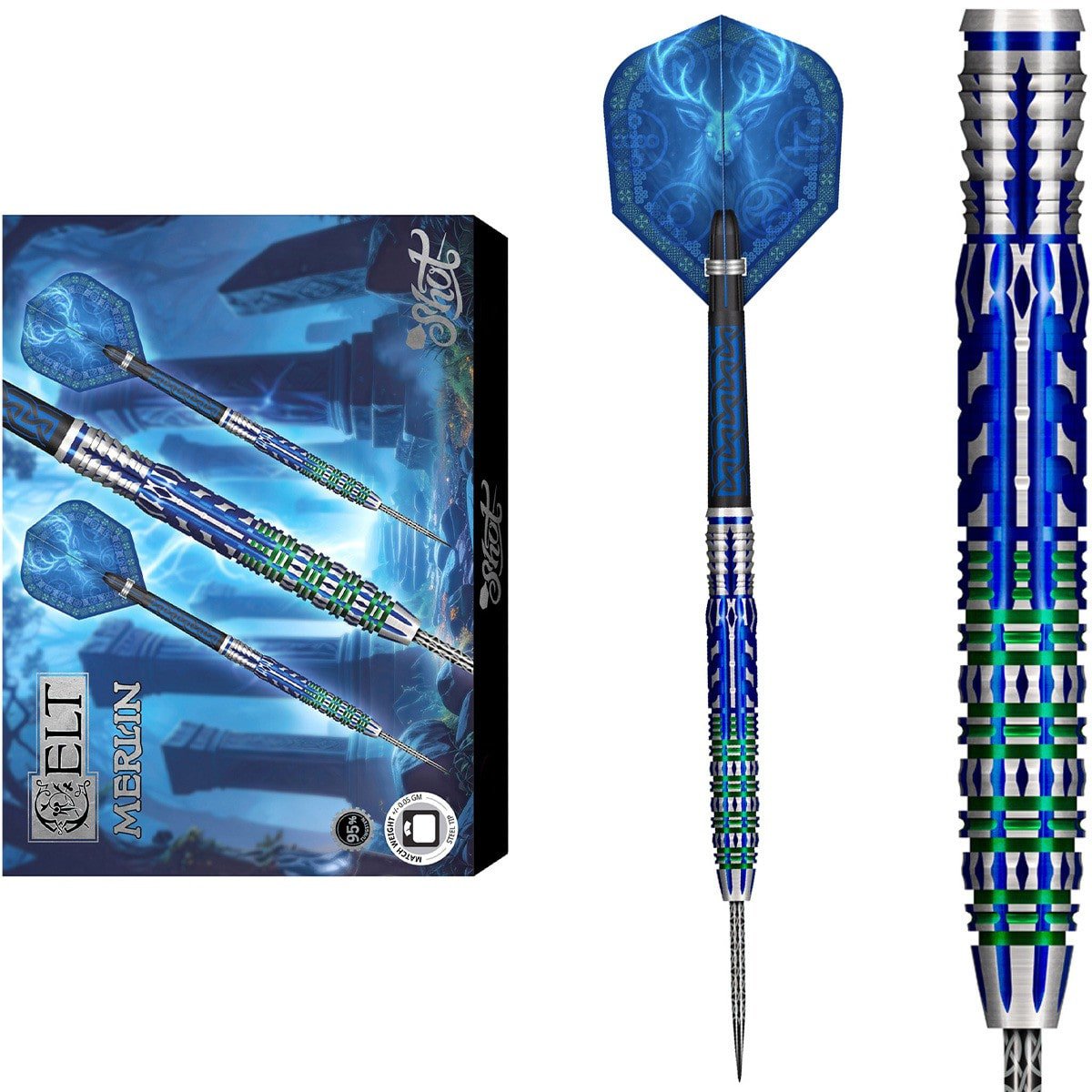 Shot Celt Merlin | Steeltip dartpijlen | 95% tungsten