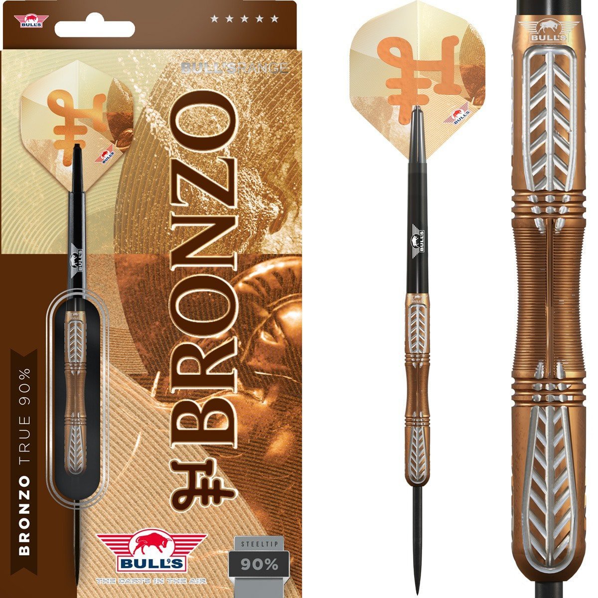 Bull's Bronzo True | Steeltip dartpijlen | 90% tungsten