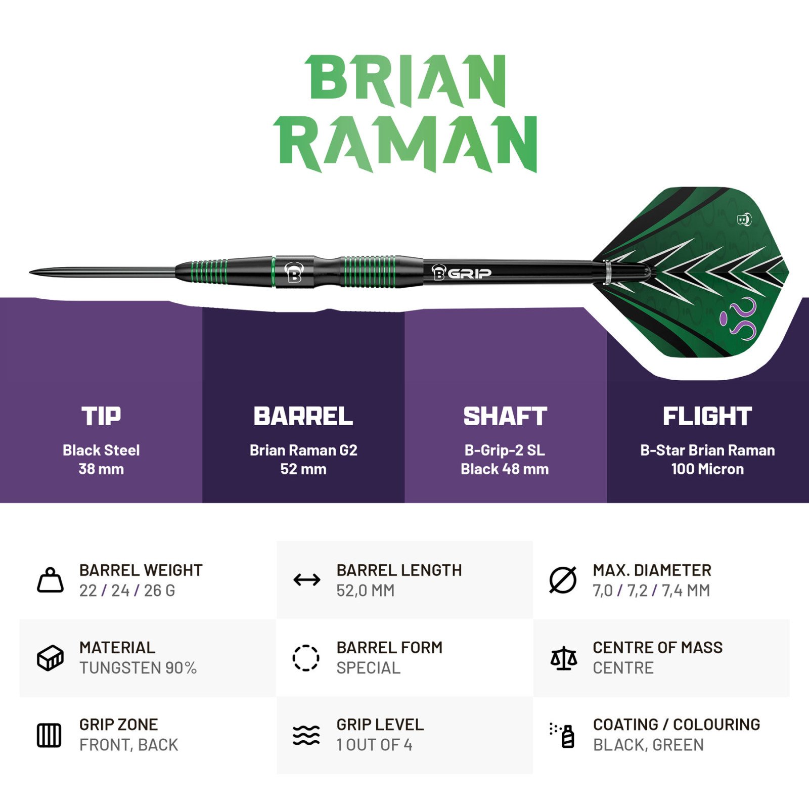 Bull's Brian Raman G2 | Steeltip dartpijlen | Meerdere variaties - Afbeelding 4