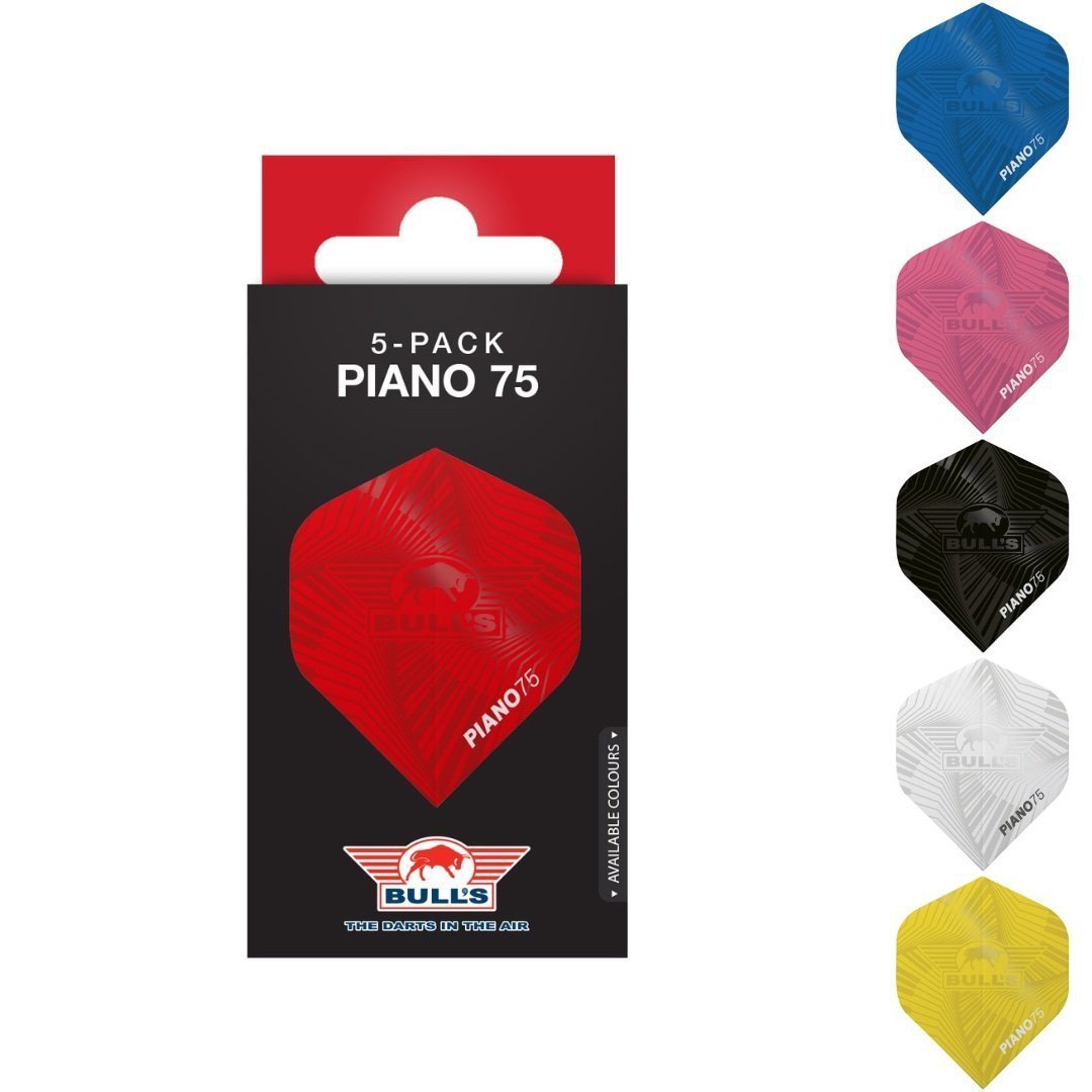 Bull's Piano 75 No.2 Flights | 5-Pack | Red - Afbeelding 2