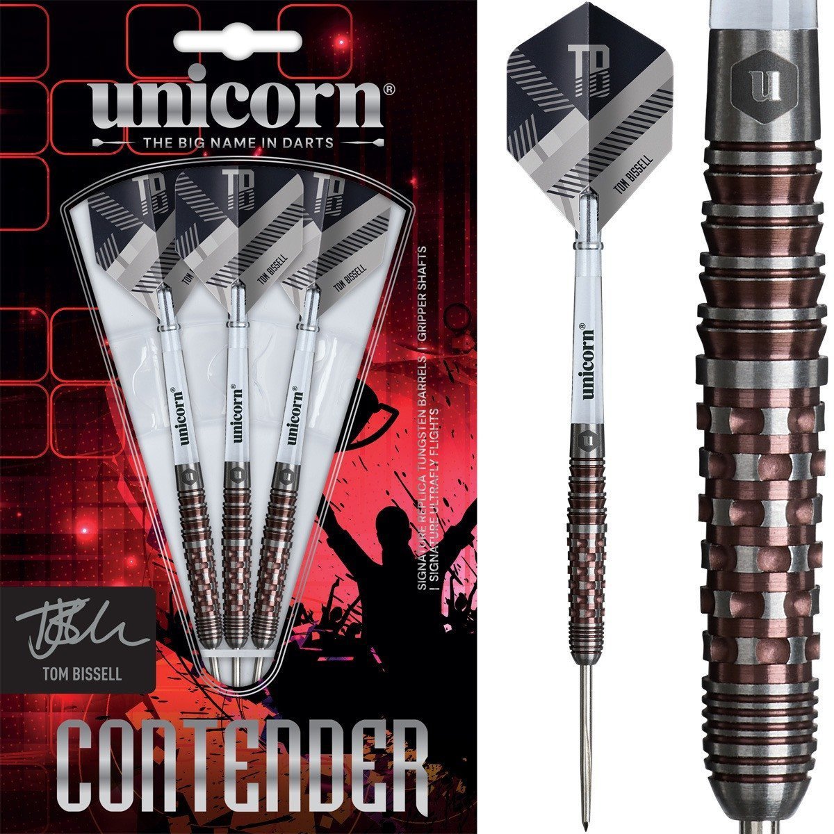 Unicorn Contender Tom Bissel | Steeltip dartpijlen | 95% Tungsten | 22gr