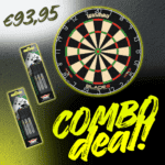 Winmau Blade 6 Dartboard + 2x Bull's Black Jack Steeltip Brasspijlen