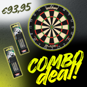 Winmau Blade 6 Dartboard + 2x Bull's Black Jack Steeltip Brasspijlen