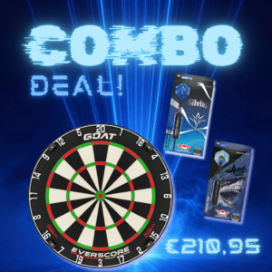Goat NXT Level Dartboard + 1x set Bull's Shark Pro Black + 1x set Bull's Silvian Steeltip Dartpijlen