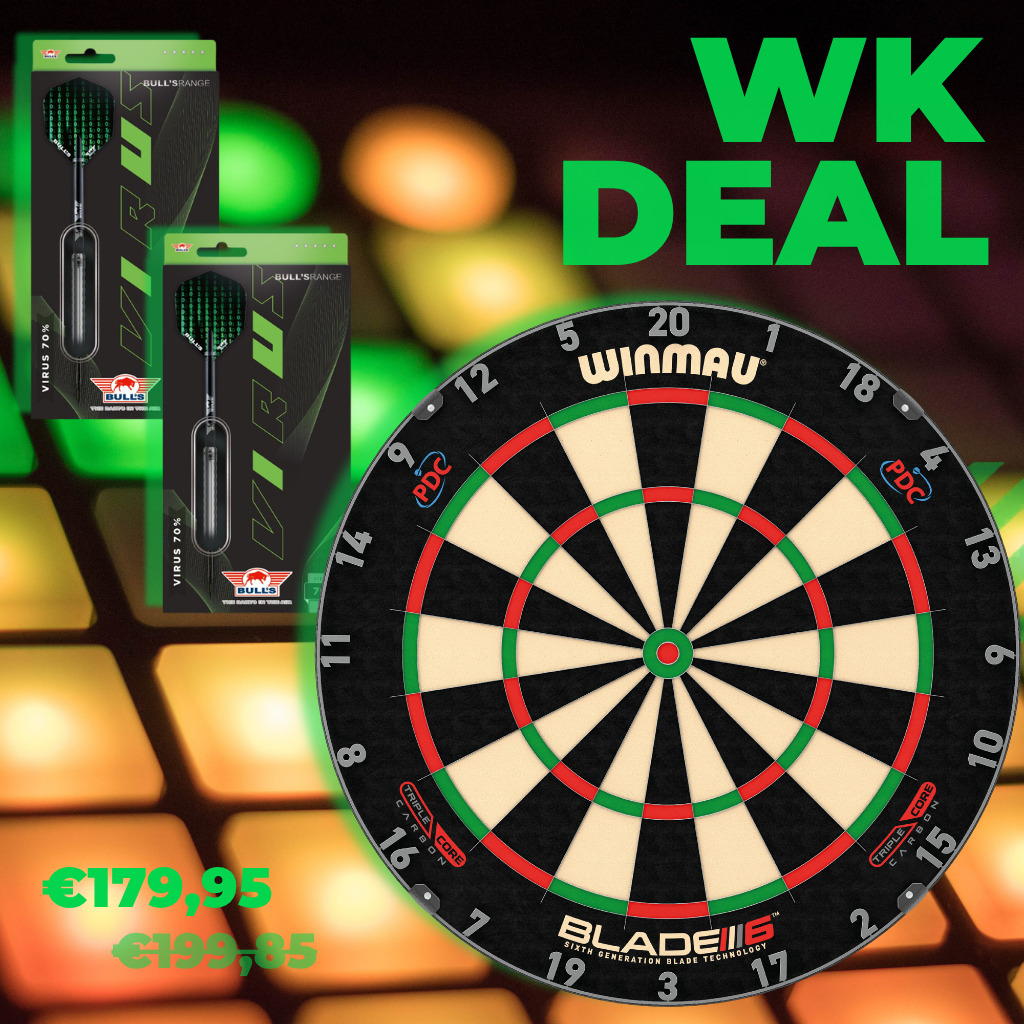 Winmau Blade 6 Triple core dartbord + 2x Bull’s Virus Steeltip Dartpijlen