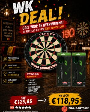Target Champion dartboard + 2x Bull's Virus Steeltip Dartpijlen