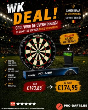 Winmau dual core dartboard + Winmau Polaris + Surround Black (+gratis waterpas)