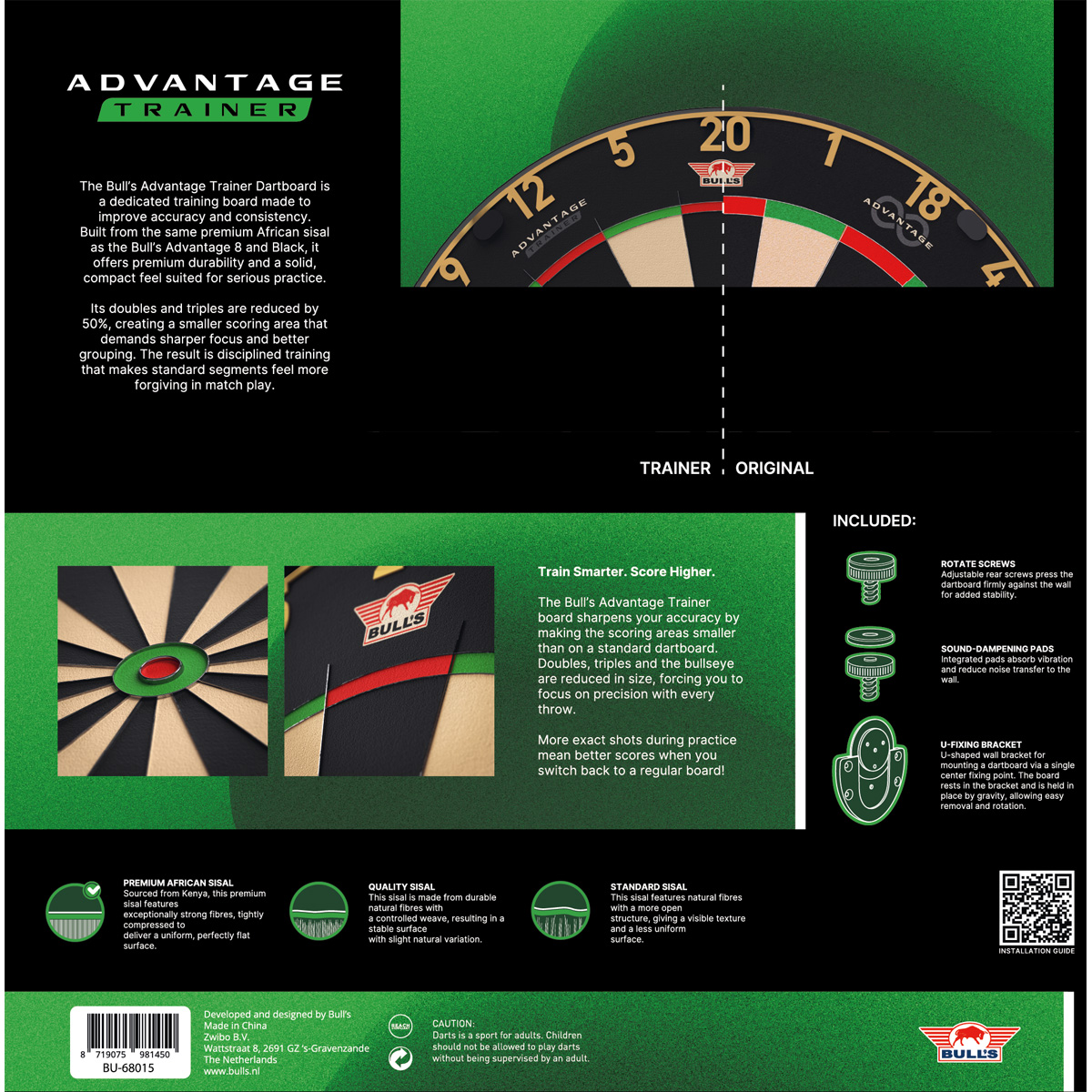 Bull's Dartboard Gold Advantage 8 Trainer Dartboard - Afbeelding 3