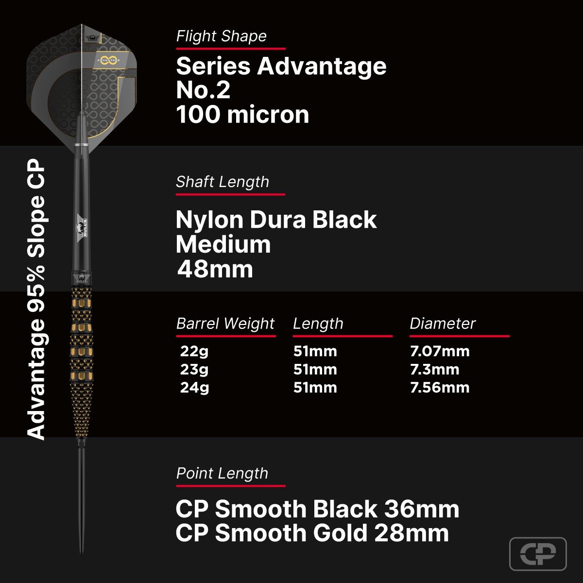 Bull’s Advantage Slope 95 CP Steeltip | Meerdere Variaties - Afbeelding 8