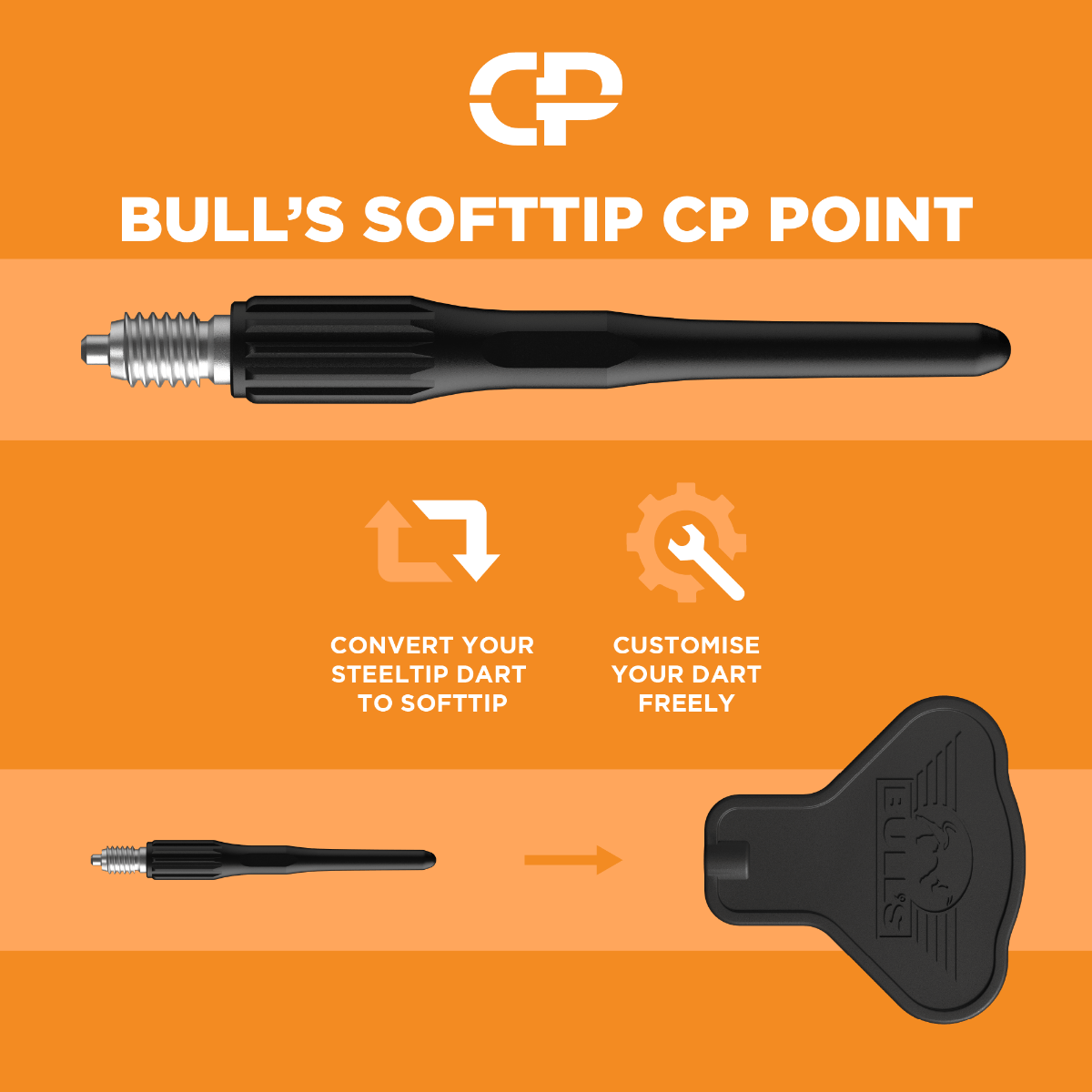 Bull's CP Points Softtip Black 25mm 15 pcs - Afbeelding 3