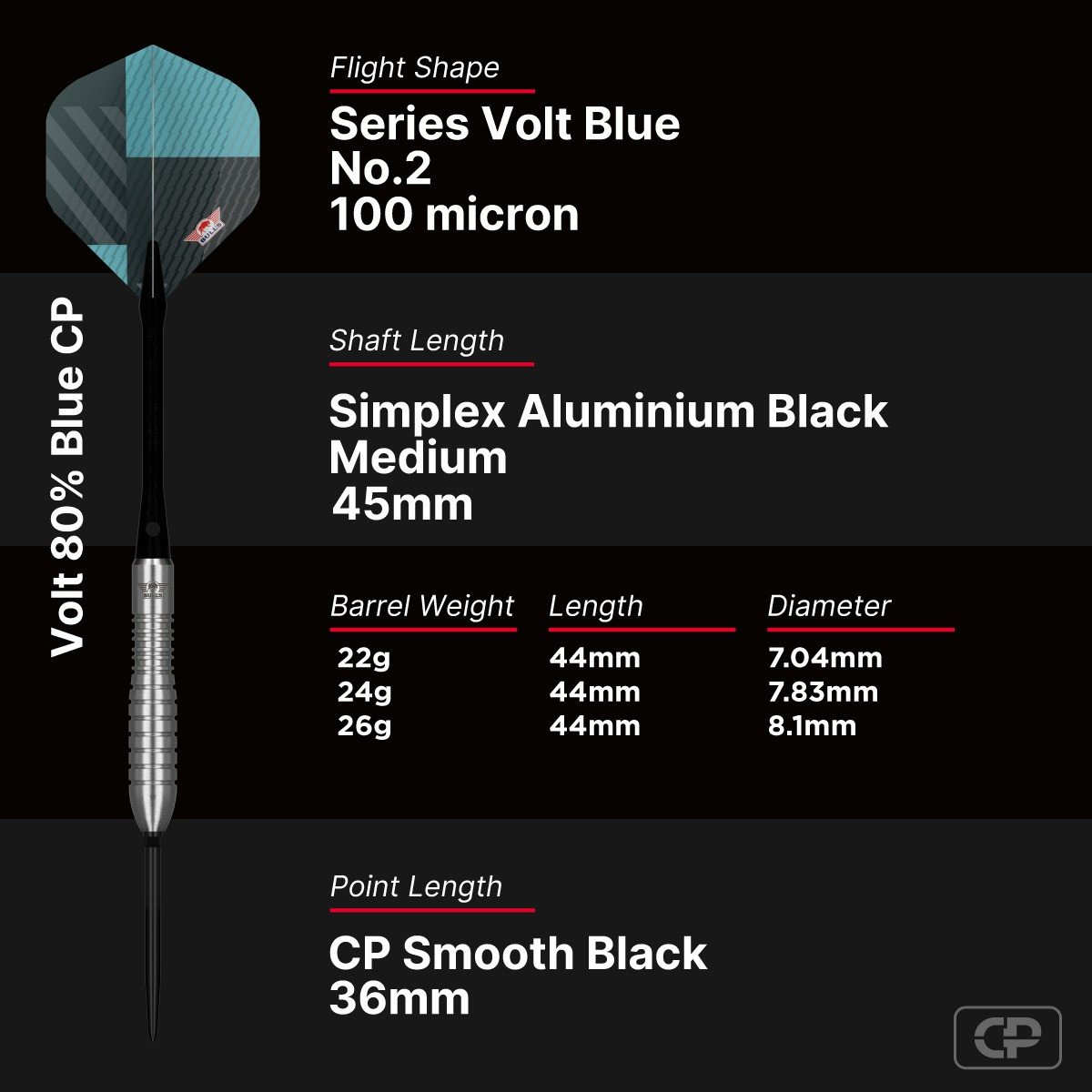 Bull's Volt Blue CP Steeltip 80% | Meerdere Variaties - Afbeelding 4